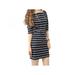 2021 Spring Summer Dress Women Round Neck Fashion Black and White Striped Straight Casual Dress