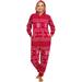 Silver Lilly Fair Isle One Piece Christmas Pajamas - Unisex Adult Holiday Jumpsuit (Red, S)