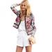 Sebbolt Ladies Coat New Women Jacket Female Long Sleeve Coat Floral Printed Casual Jacket Ladies Patch Jacket