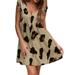 Sexy Dance Women Summer Mini Short Dress Vintage Loose V-Neck Leopard Print Sleeveless Tank Midi Sundress Holiday Loose Dresses