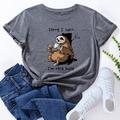 Dcenta Women T-shirt Cute Sloth Print Short Sleeve O Neck Plus Size Casual Loose Tops S-5XL
