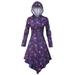 Women Irregular Halloween Dresses Oversized Vintage Pumpkin Hooded Dress Swing Long Sleeve Casual High Waist Dress Pullover Tunic Dress for Ladies Juniors Girls