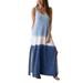 UKAP Casual Sleeveless Stripe Maxi Dress Women Loose Scoop Neck Open Back Boho Beach Dress Beach Party Long Sundress