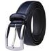 Dress Belts For Men, 1.25-inch Wide Classic Real Leather Belt - Navy