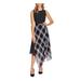 Vince Camuto Womens Windowpane Printed Midi Dress