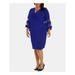 R&M RICHARDS Womens Blue Beaded Illusion Bell Sleeve V Neck Knee Length Wrap Dress Dress Size 18W