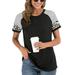 YEYELE Womens Crewneck Short Sleeve Tee Leopard Color Block Stripe Short Sleeve T Shirt Top Tunic Comfy Blouse Tunic Short Sleeve T-Shirt