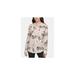 CALVIN KLEIN Womens Coral Floral 3/4 Sleeve V Neck Top Size XS