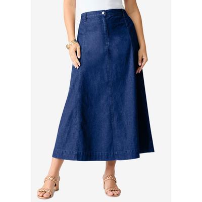 Plus Size Women's Plus Size Classic Stretch A Line Maxi Skirt by Denim 24/7 by Roamans in Dark Wash (Size 16 W)
