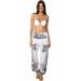 Harem Yoga Pilates Pants Hippie Bohemian Smocked Baggy Boho Fitness Gypsy yoga harem pants for women (White Grey, Medium)