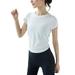 Sexy Dance Women Yoga Fitness Blouse Top Sports Gym Running T Shirts Summer Ladies Crew Neck Casual Top Romper Workout Gym Fitness Shaper Activewear Shirt