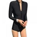 Ardorlove Women Swimsuit Long-sleeved Zipper Triangle One-piece Ladies Sexy Slim Slimming Swimwear