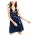 TEEZE ME Womens Navy Sequined Zippered Sleeveless Halter Above The Knee Fit + Flare Party Dress Size 7\8