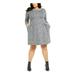 CONNECTED APPAREL Womens Gray Textured Pocketed Heather 3/4 Sleeve Jewel Neck Above The Knee Sheath Dress Size 24W