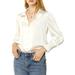 Allegra K Junior's Button Down Shirt Turn Down Collar Top Blouse