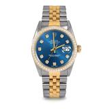 Pre Owned Rolex Datejust 16013 w/ Blue Diamond Dial 36mm Men's Watch (Warranty Included)