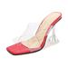 UKAP Womens Slipper Slingback Thin Heel Heel Slip On Transparent tape Shoes