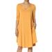 TheMogan Women's S~XL Strappy Scoop Neck 3/4 Sleeve Pocket Swing Comfy Tee Dress