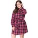 Agnes Orinda Juniors' Plus Size Tie Waist Plaids Shirt Dress