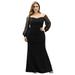 Ever-Pretty Women's See-through Sequin Dress Sexy Plus Size Formal Party Dress 07112 Black US14