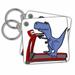 3dRose Funny Cute T-rex Dinosaur on Treadmill Exercise Cartoon - Key Chains, 2.25 by 2.25-inch, set of 2