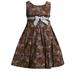 Bonnie Jean Little Girls 2T-6X Brown/Blue Butterfly Print Cotton Fit Flare Cotton Dress [BNJ-01164], Brown,4