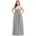 Ever-Pretty Womens Sexy Plus size Long Wedding Party Dresses for Women 73031 Gray US6