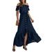 ZANZEA Women's Casual Leaf Sleeve Hem Drape One Shoulder Dress