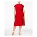 LOVE SQUARED Womens Red Jewel Neck Below The Knee A-Line Dress Size 2X