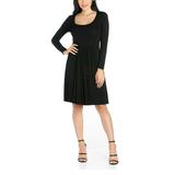 24seven Comfort Apparel Casual Long Sleeve Pleated Dress, R0116018, Made in USA