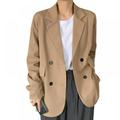 Summark Spring Thin Drape Loose Mid-Length Popular Long-Sleeved Suit Jacket Women