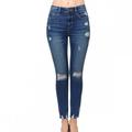 Salt Tree Women's Wax High Rise Push Up Destroyed Ankle Skinny Jeans