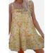 Young Women's Juniors Multicolor Floral Chiffon Tie Strap Dress