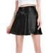 Womens Wet Look Dress Flared A-Line Circle Skater Shiny Metallic Short Mini Pleated Skirt Shor Skirts