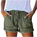 Mnycxen Womens Pocket Jeans Denim Pants Female Tassel Bandage Bottom Casual Shorts