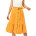 Allegra K Women's Button Decor Casual High Waist Belted Ruffled Skirt