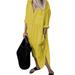 Avamo Plus Size Ladies Long Sleeve Holiday Party T Shirt Dress Long Sleeve Lapel Neck Baggy Kaftan Dress With Pockets