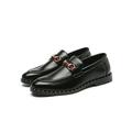 UKAP Mens Casual Shoes - Man Made Artificial Leather Slip On Classic Loafers with Metal Buckle Bright Black