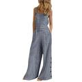 Eyicmarn Wide Leg Jumpsuits for Women Plaid Overalls Baggy Bib Jumpsuit Pants