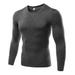 Mens Compression Under Base Layer Top Long Sleeve Tights Sports Running T-shirt Gray