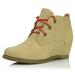 Women's Lace Up Oxford Wedge Booties Bootie Ankle Dress Shoes Fall Winter Fashion Round Toe Boots for Women Beige,pu,8, Shoelace Style Red