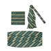 Jacob Alexander Woven Double Stripe Men's Cummerbund Self-Tie Bow Tie and Pocket Square Set - Hunter Green Gold