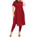 Plus Size Women Ladies 2 Pcs Sets Short Sleeve Shirt + Trousers Split Hem Jumpsuit Party Cocktail Playsuit