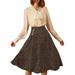 Allegra K Women's Elastic Waist Zipper Polka Dots Casual Midi Skirt