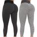 Emmababy 2 Pack TIK Tok Leggings,Women High Waisted Yoga Pants Butt Lift Leggings,Bubble Hip Lift Workout Pants