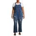 No Boundaries Juniors' Plus Size Vintage Destructed Roll Cuff Overalls