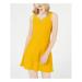 PLANET GOLD Womens Yellow Knit Notch Sleeveless Mini Fit + Flare Dress Size XL