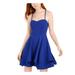SEQUIN HEARTS Womens Blue Solid Spaghetti Strap Sweetheart Neckline Short Fit + Flare Party Dress Size 5