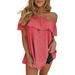 Beach Casual Cold Shoulder Blouses Tops For Women Pleated Ruffled Tunic T-Shirts Tops Oversized Kaftan Baggy Blouse Tee Tops Loungewear