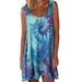 Sexy Dance S-XXXL Women's Tie Dye Summer Midi Dress Sleeveless O Neck Gradient Sexy Swing Boho Sundress Blue M(US 6-8)